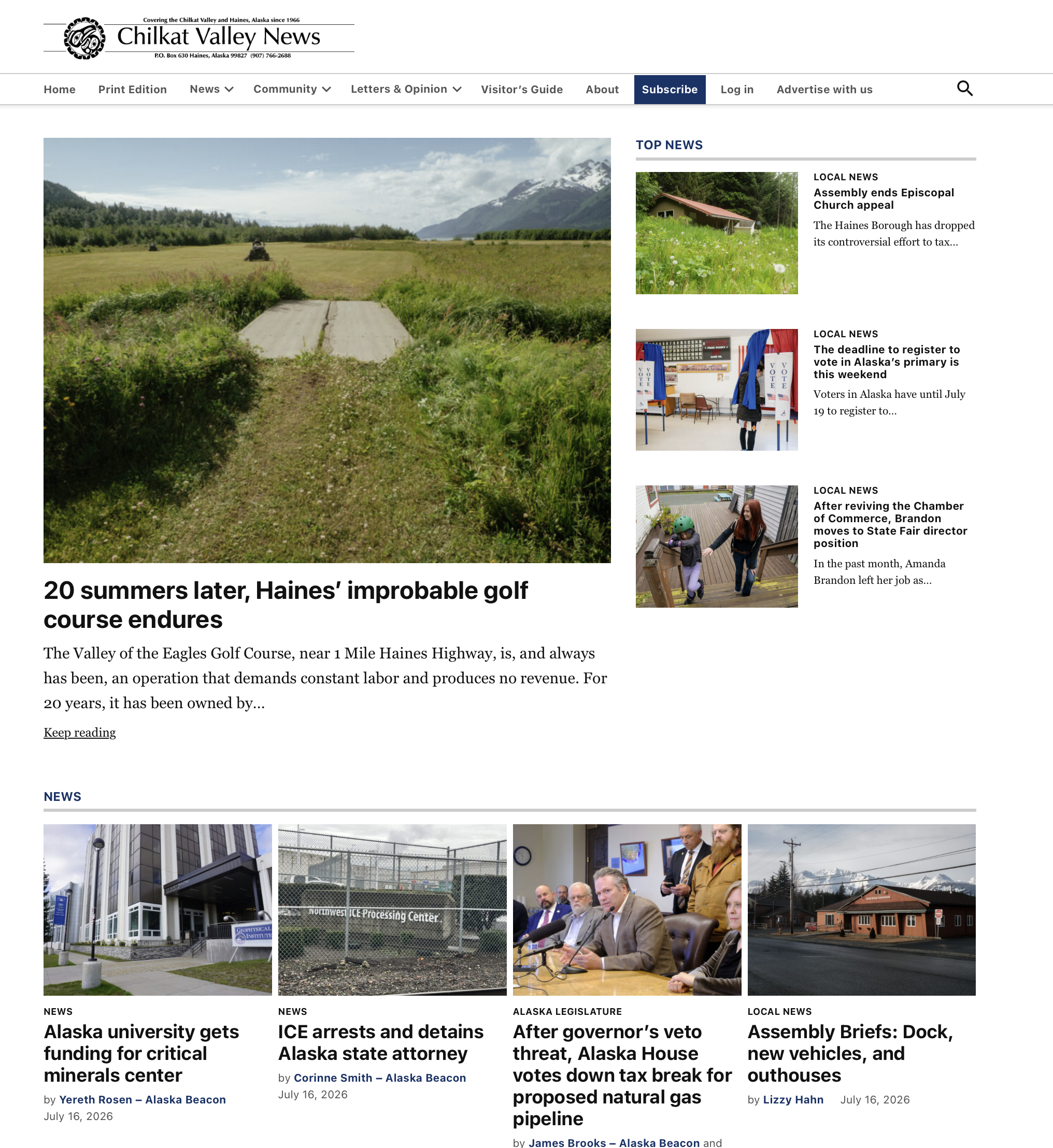 Chilkat Valley News homepage
