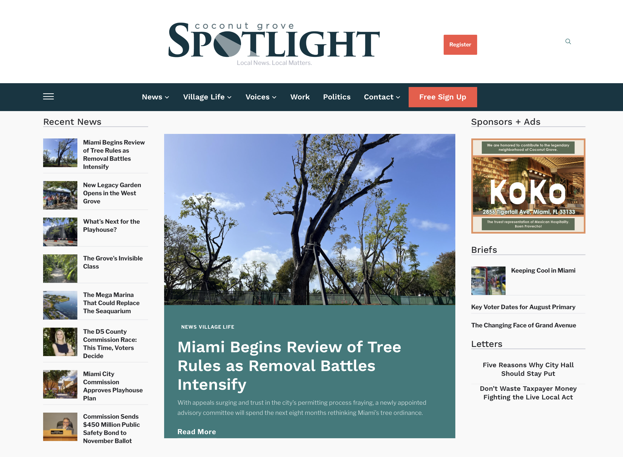 Coconut Grove Spotlight homepage